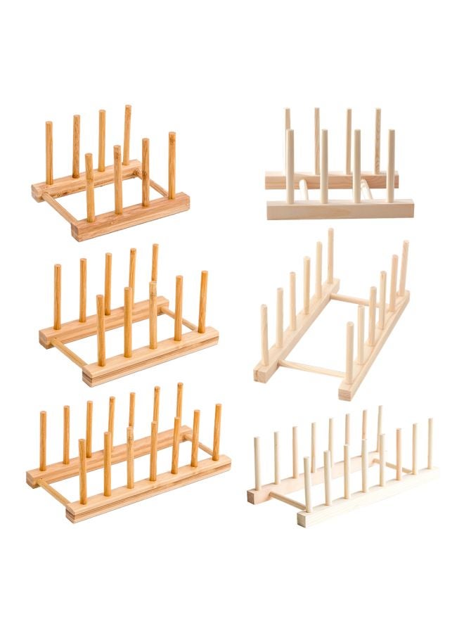 6-Slot Detachable Dish Drainer Rack Brown 31x5x5centimeter - Image 4