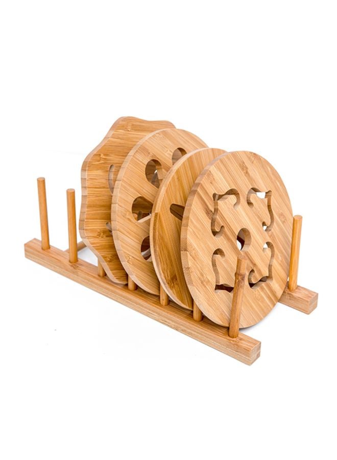 6-Slot Detachable Dish Drainer Rack Brown 31x5x5centimeter - Image 3