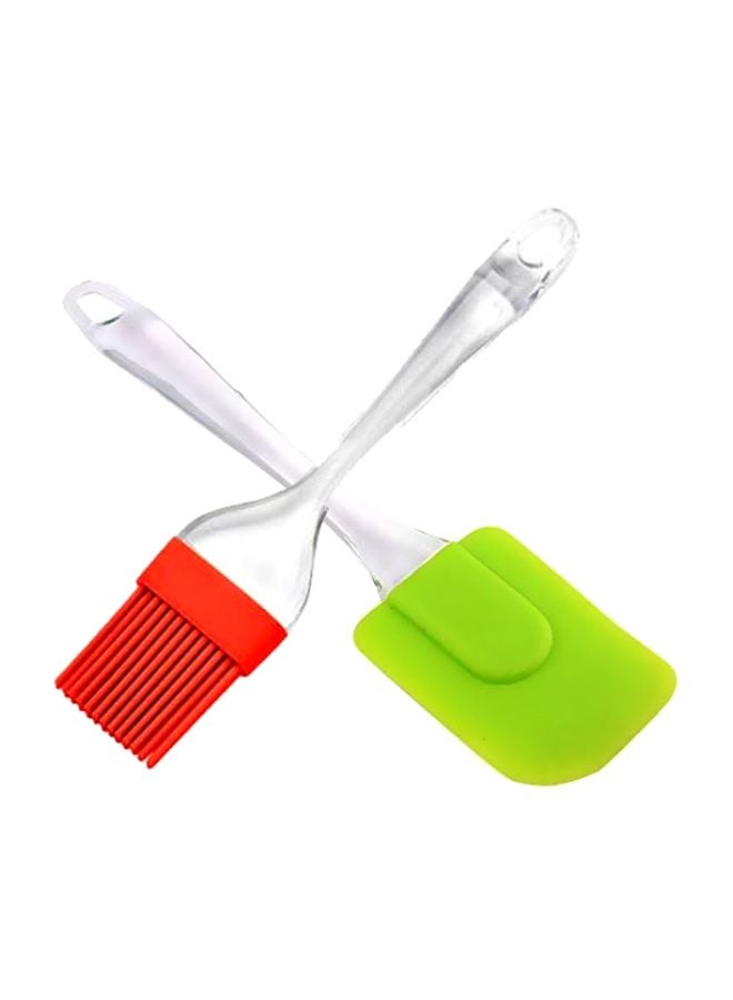 2-Piece Silicone Brush With Spatula Set Red/Green/Clear - Image 1