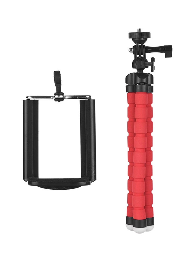 Generic Flexible Sponge Octopus Tripod Stand Holder With Smartphone Clip Red/Black  - Image 1