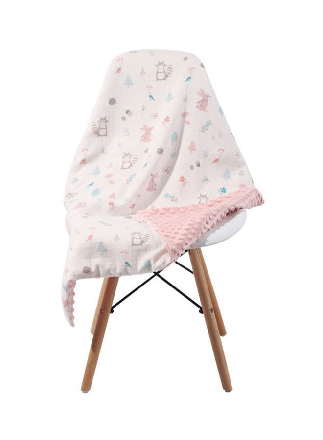 انسولار بطانية من القطن برسم مطبوع fabric أبيض/ وردي 43.3x62.2بوصة - Image 1