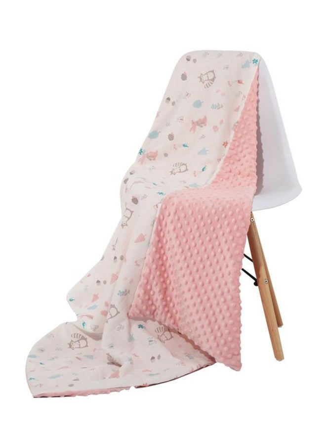 انسولار بطانية من القطن برسم مطبوع fabric أبيض/ وردي 43.3x62.2بوصة - Image 2