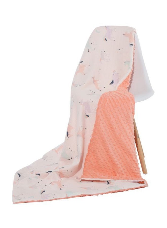 انسولار بطانية من القطن برسم مطبوع fabric وردي/ أخضر/ بنفسجي 43.3x31.5بوصة - Image 1