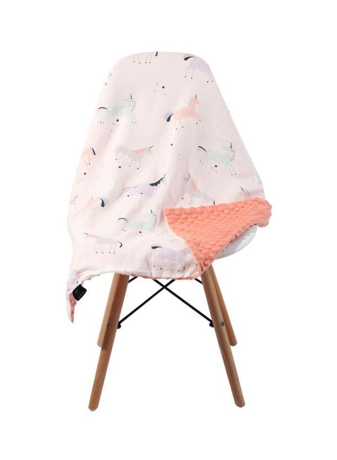 انسولار بطانية من القطن برسم مطبوع fabric وردي/ أخضر/ بنفسجي 43.3x31.5بوصة - Image 2