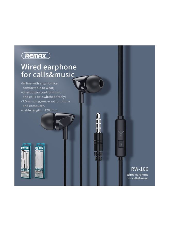 ريماكس سماعة أذن داخلية، سلكية مزودة بمايكروفون أسود - Image 3