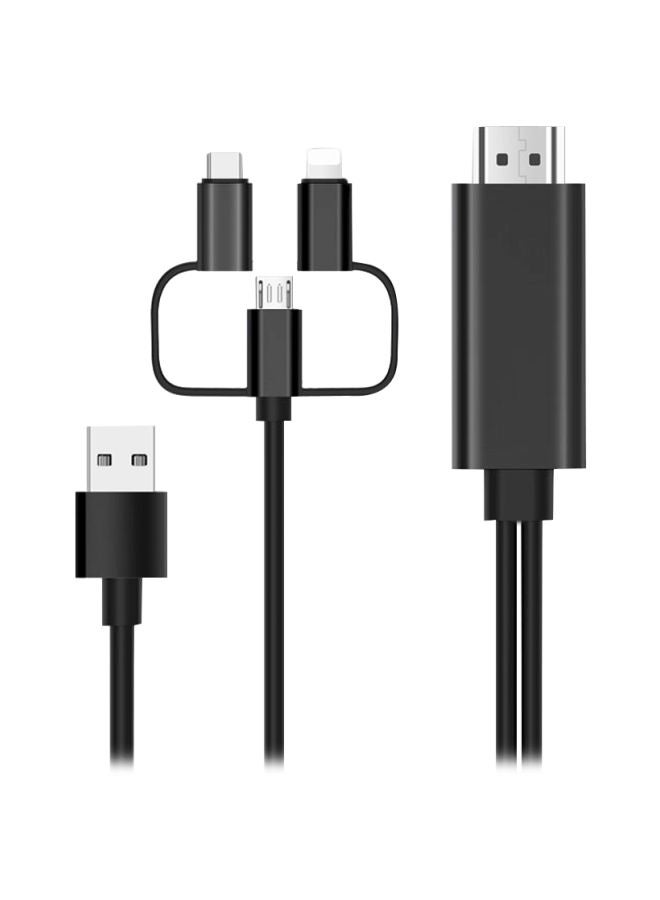 Generic 3-In-1 HDMI Adapter Cable Black/Silver  - Image 1