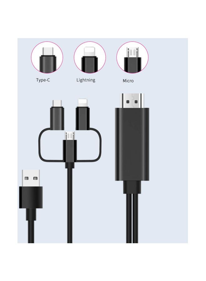 Generic 3-In-1 HDMI Adapter Cable Black/Silver  - Image 2