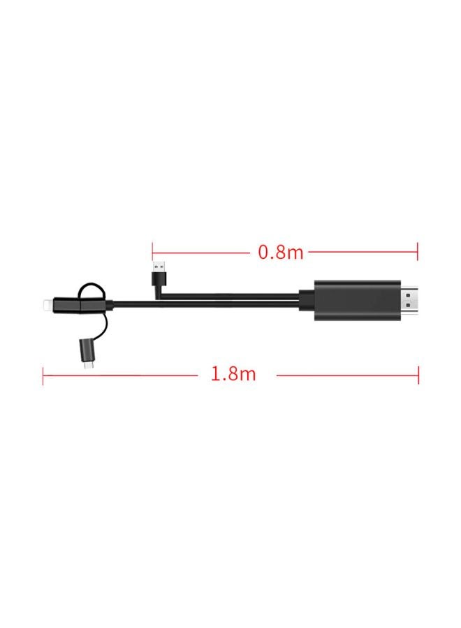 Generic 3-In-1 HDMI Adapter Cable Black/Silver  - Image 3