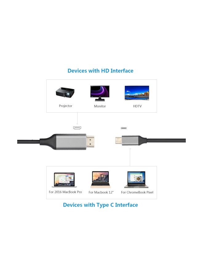 docooler Type-C To HD Adapter Cable Black/Grey - Image 4