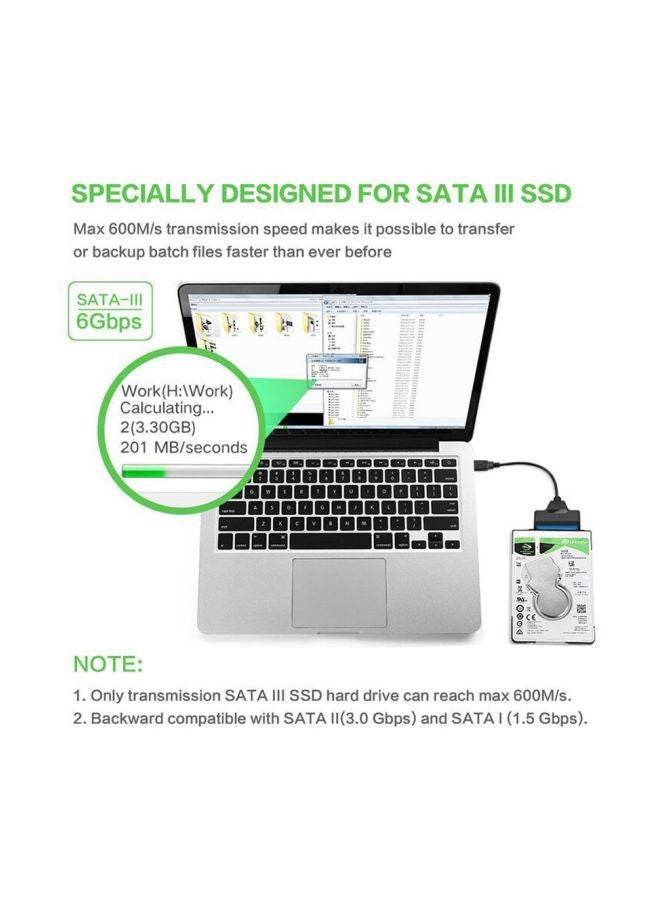 ماركة غير محددة كابل محول لمحرك القرص الصلب بمنفذ USB 3.0 إلى SATA فضي/أسود/أزرق  - Image 4
