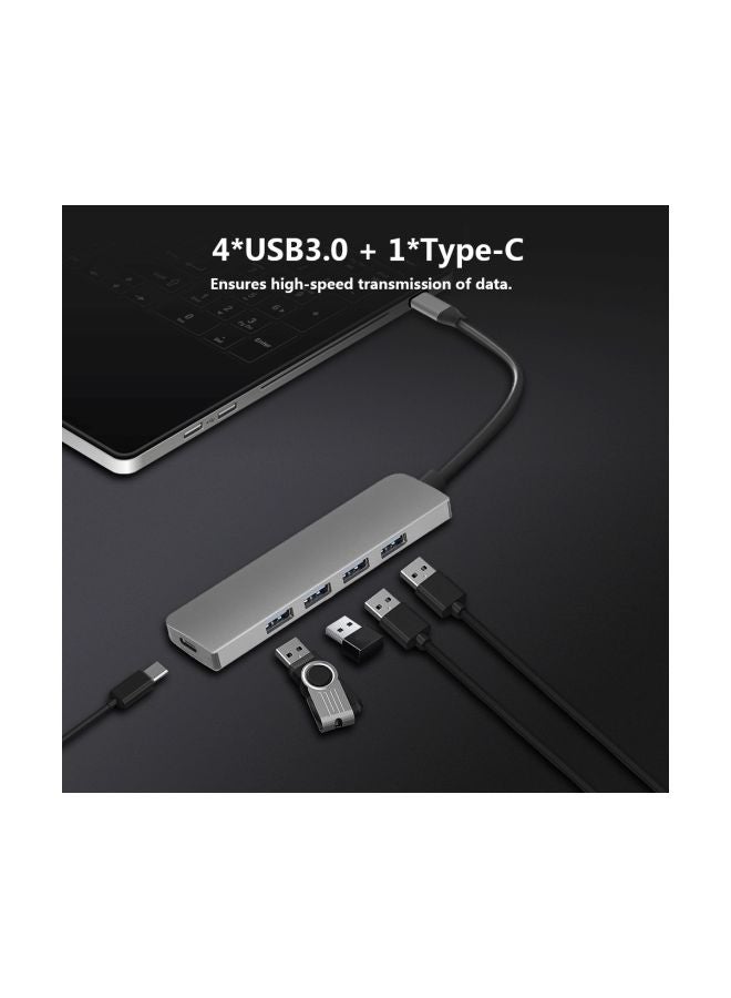 docooler 5-In-1 Type-C To USB 3.0 Charging Hub Grey  - Image 4