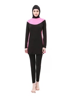 Generic Plus Conservative Block Hooded Burkini Black/Pink  - Image 1