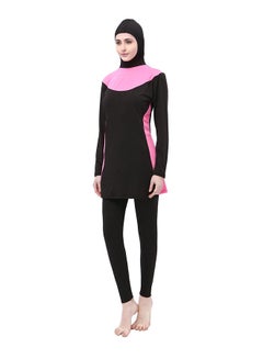 Generic Plus Conservative Block Hooded Burkini Black/Pink  - Image 2