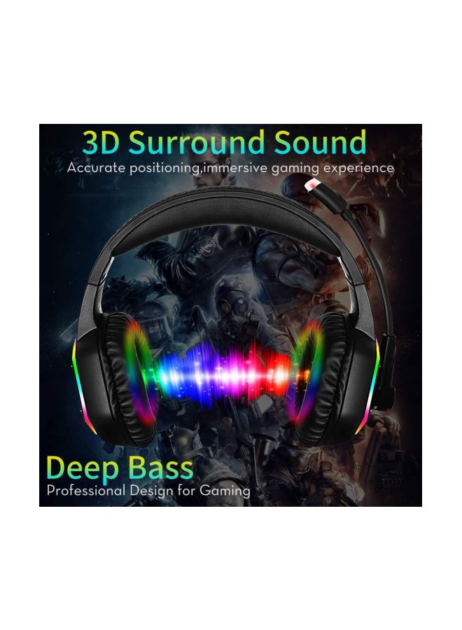 Kubite - Wired RGB Light Over-Ear Gaming Headphones With Mic For PS4/PS5/X One/X Series / N Switch/PC - Image 1
