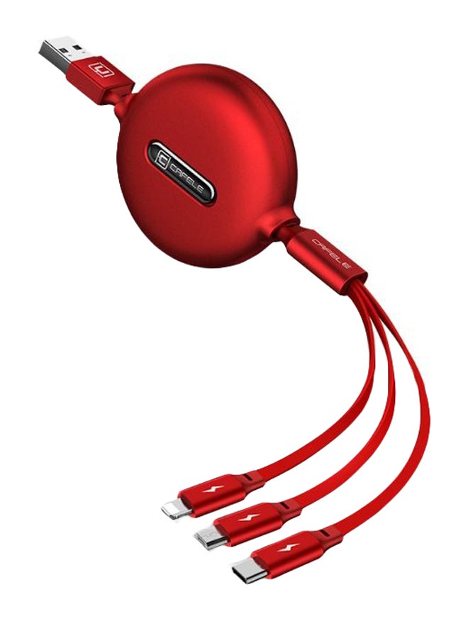 بيوينتي كابل شحن ومزامنة بيانات 3 في 1 أحمر