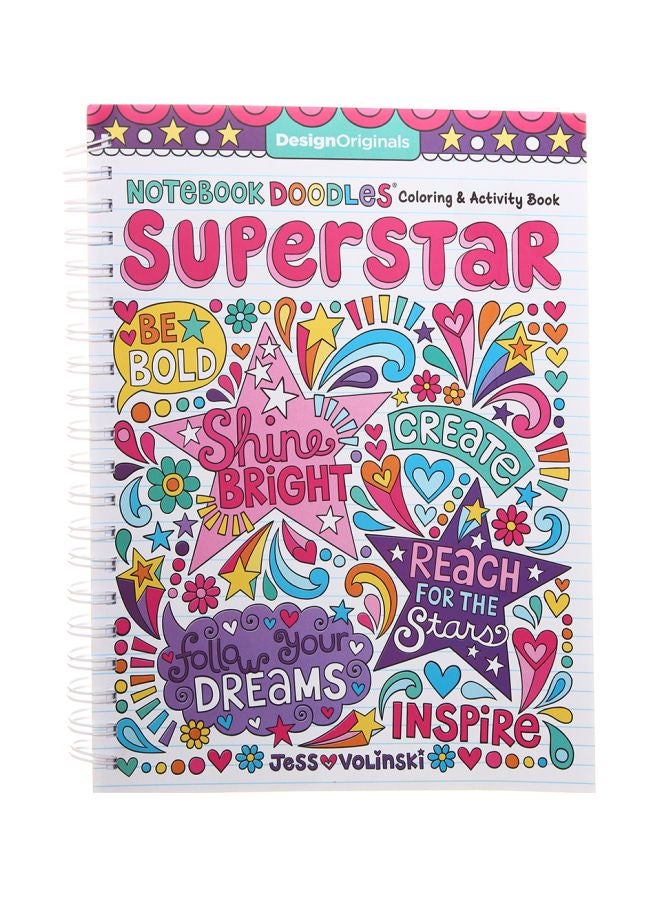 Superstar Coloring Notebook Doodles Pink/White/Blue