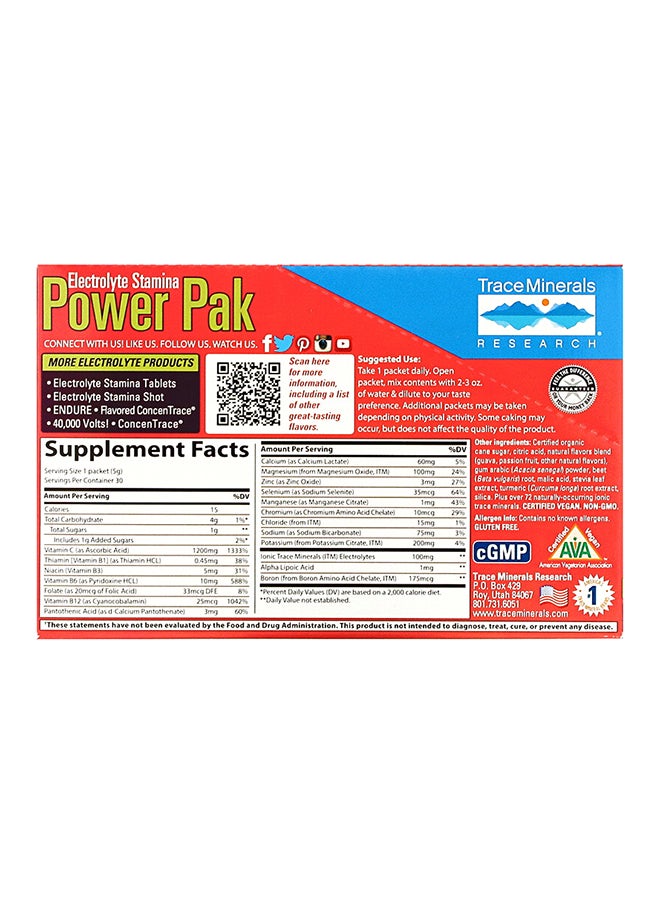 Trace Minerals Research Pack Of 30 Electrolyte Stamina PowerPak Supplement - Guava Passion Fruit  - Image 2