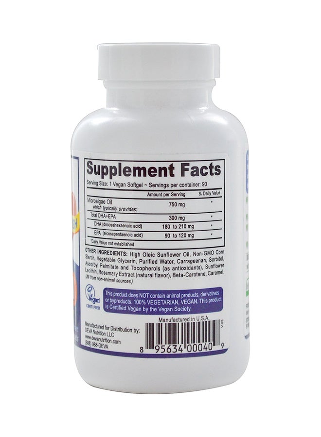 Deva Nutrition Vegan DHA-EPA Dietary Supplement - 90 Capsules - Image 2
