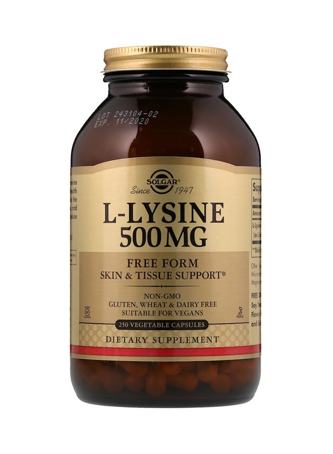 Solgar L-Lysine 500mg - 250 Vegetable Capsules - Image 1