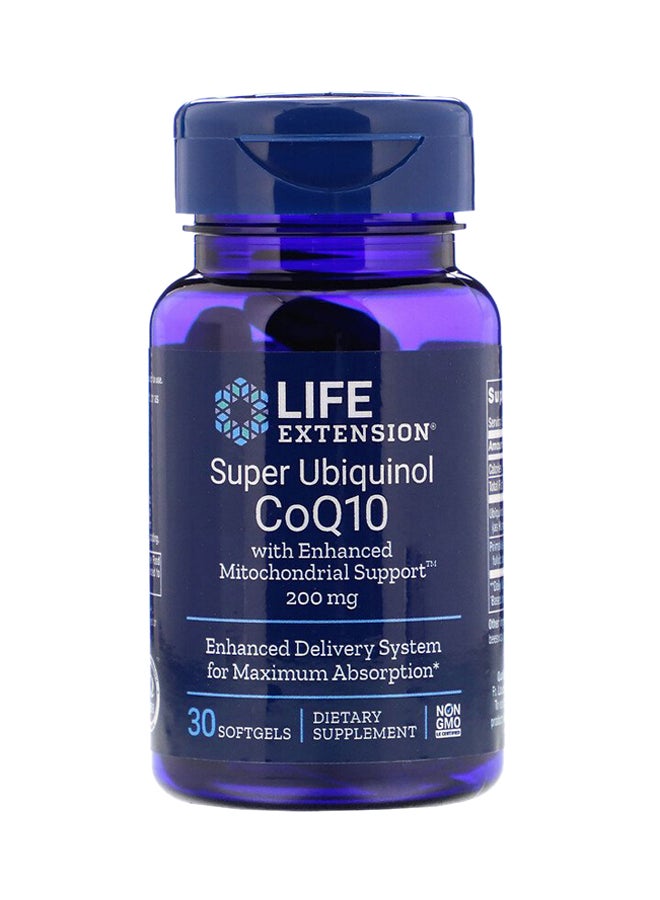 Life Extension Pack Of 2 Super Ubiquinol CoQ10 With Enhanced Mitochondrial Support Dietary Supplement (200mg) - 30 Softgels - Image 1