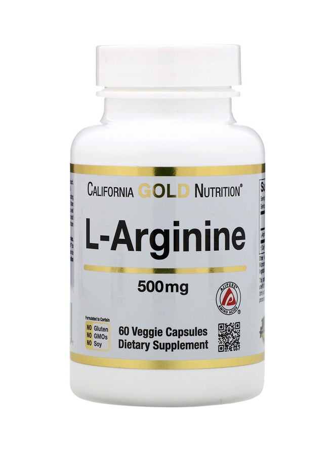 California Gold Nutrition L-Arginine Dietary Supplement 500 Mg - 60 Capsules  - Image 1