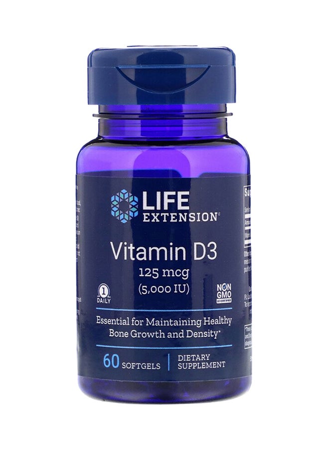 Life Extension Vitamin D3 Dietary Supplement 125 Mcg - 60 Softgels