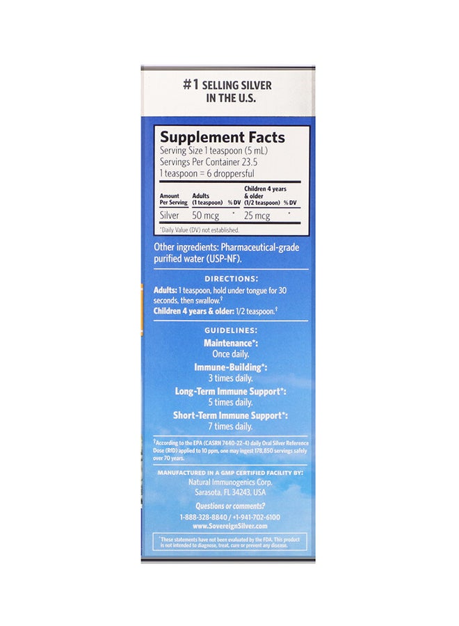 Sovereign Silver - Bio-Active Silver Hydrosol immune Support - 10 PPM - Image 1