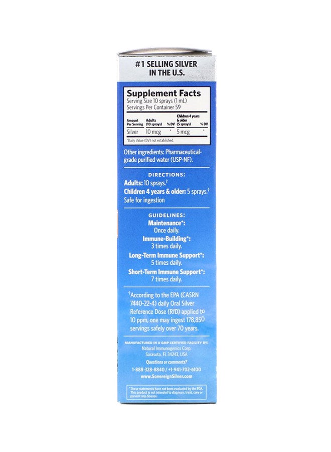Sovereign Silver - Bio-Active Silver Hydrosol Vertical Spray The Ultimate Refinement Of Colloidal Silver Daily Immune Support 59Ml - Image 1
