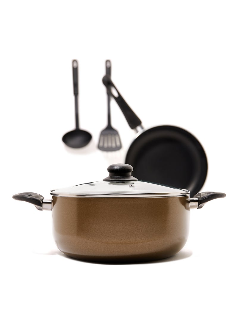 5-Piece Non-Stick Aluminium Cookware Set Bronze