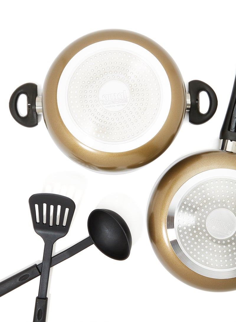 5-Piece Non-Stick Aluminium Cookware Set Bronze