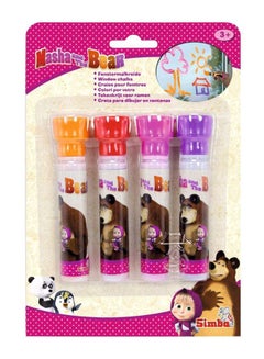 سيمبا مجموعة طباشير للنافذة مستوحى من مسلسل "Masha and the Bear" من 4 قطع  - Image 1