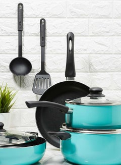 9-Piece 9 Piece Cookware Set - Aluminum Pots And Pans - Non-Stick Surface - Tempered Glass Lids - PFOA Free - Frying Pan, Casserole With Lid, Saucepan With Lid, Kitchen Tools - Mint Mint - v1585739522/N26127398A_8