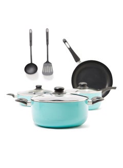 9-Piece 9 Piece Cookware Set - Aluminum Pots And Pans - Non-Stick Surface - Tempered Glass Lids - PFOA Free - Frying Pan, Casserole With Lid, Saucepan With Lid, Kitchen Tools - Mint Mint - v1585739524/N26127398A_12