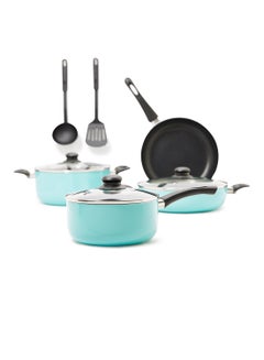 9-Piece 9 Piece Cookware Set - Aluminum Pots And Pans - Non-Stick Surface - Tempered Glass Lids - PFOA Free - Frying Pan, Casserole With Lid, Saucepan With Lid, Kitchen Tools - Mint Mint - v1585739524/N26127398A_13