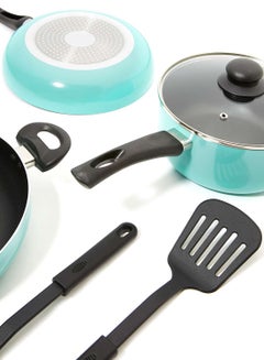 9-Piece 9 Piece Cookware Set - Aluminum Pots And Pans - Non-Stick Surface - Tempered Glass Lids - PFOA Free - Frying Pan, Casserole With Lid, Saucepan With Lid, Kitchen Tools - Mint Mint - v1585739524/N26127398A_15