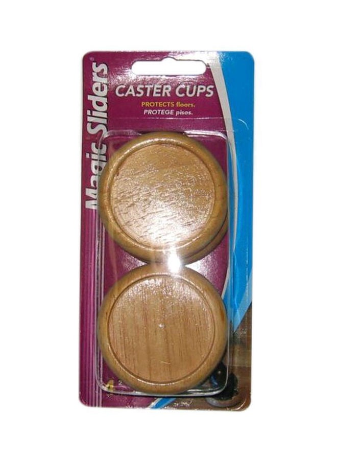 Magic Sliders 4-Piece Round Protective Caster Cup Brown 2inch 