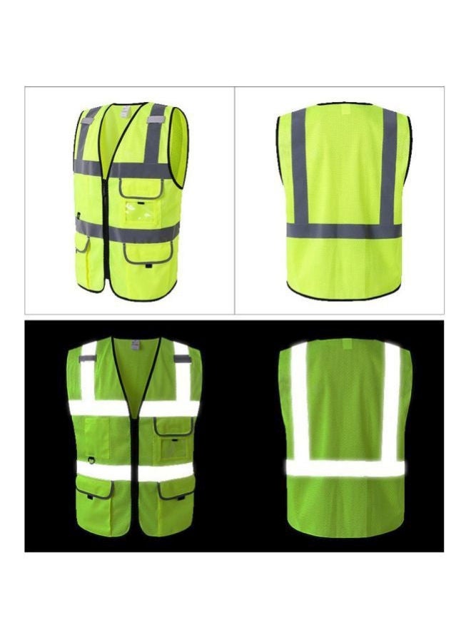 High Visibility Reflective Safety Vest Fluorescent Yellow/Grey/Black L - Image 3