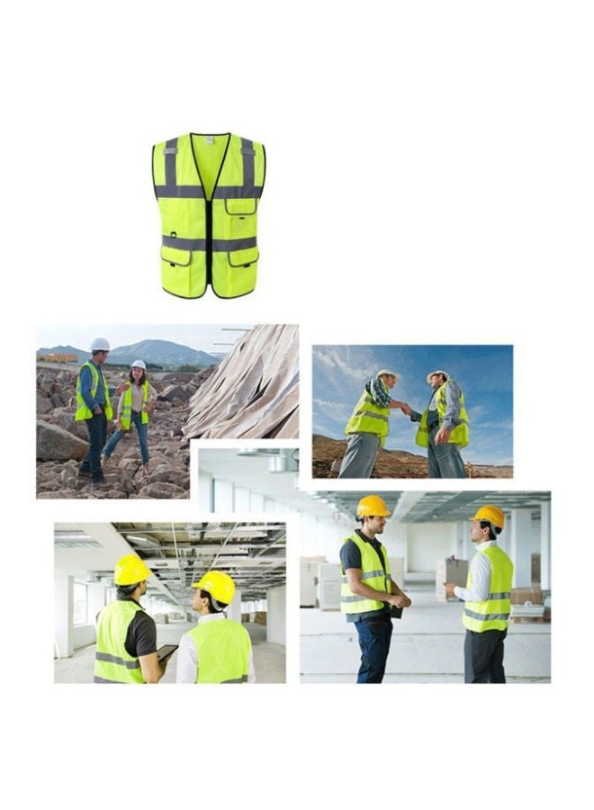 High Visibility Reflective Safety Vest Fluorescent Yellow/Grey/Black L - Image 2