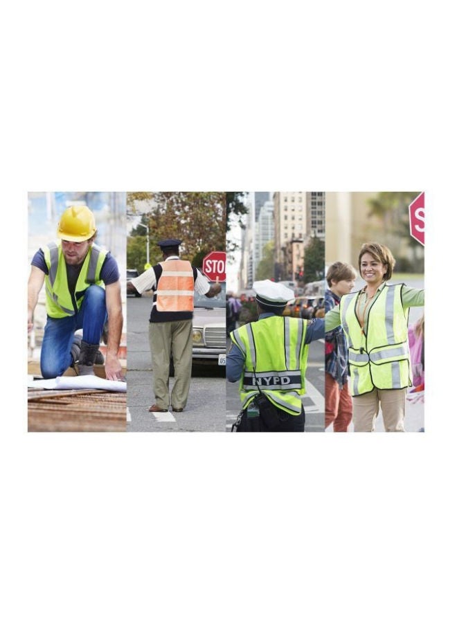 High Visibility Reflective Safety Vest Fluorescent Yellow/Grey/Black L - Image 5