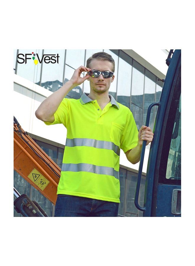 SFVest High Visible Short Sleeves Pocket T-shirt Green/Grey M  - Image 3