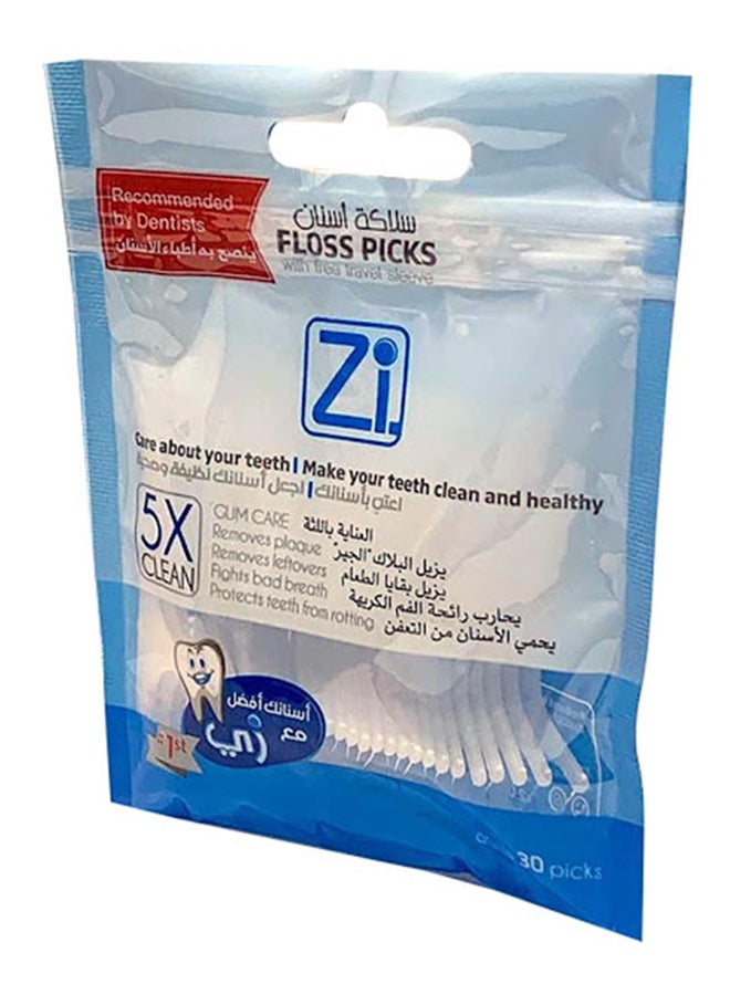 zi - 30-Piece Dental Floos Pick Set White - Image 1