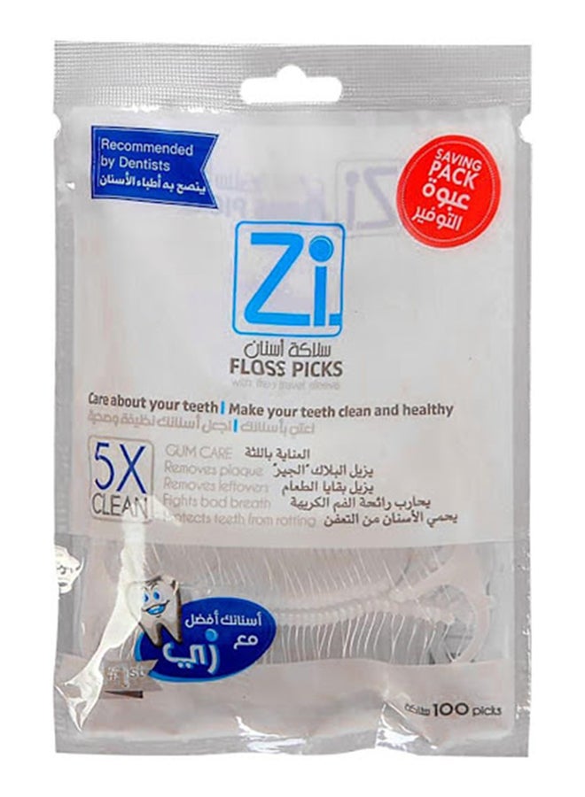 zi 100-Piece Dental Floos Pick Set White 