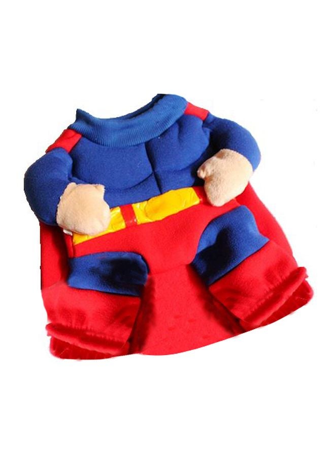 Muscular Superhero Design Pet Costume Blue/Red/Yellow 30centimeter - Image 1