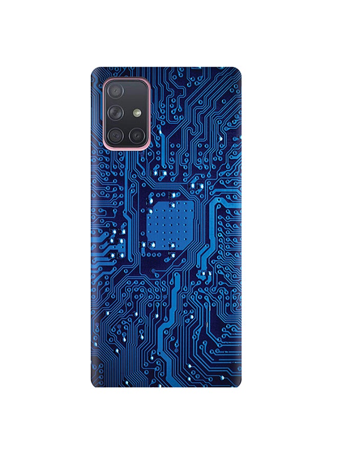 Protective Case Cover For Samsung Galaxy A71 Circuit Board Pattern Blue