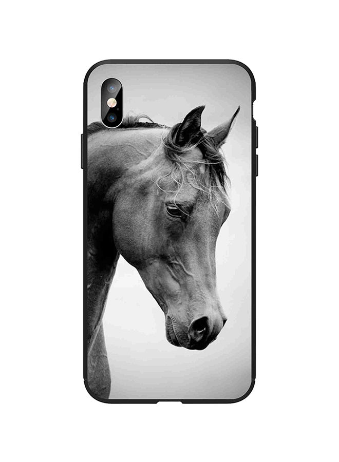 Okteq Shock Absorbing Full Body Matte Printed Protective Case Cover For Apple iPhone X/XS Black/Grey