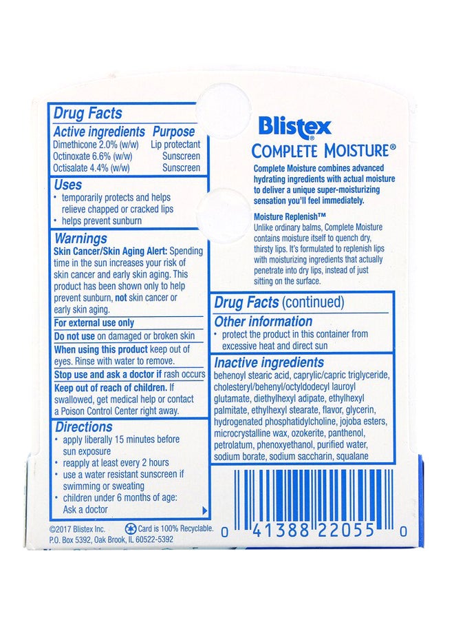 Med-Choice Pack Of 5 Blistex Complete Moist Balm  - Image 3