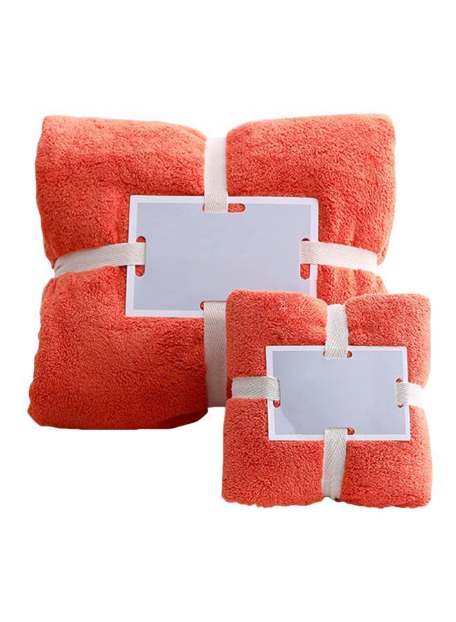 Fabric Hand And Bath Towel Set Orange 22 x 12 x 22cm - Image 1