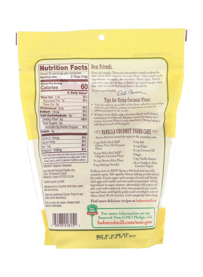 Bob's Red Mill Organic High Fiber Coconut Flour 453grams - Image 2