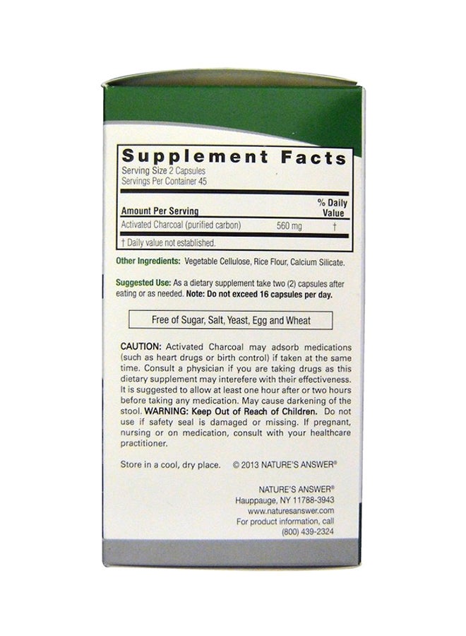 NATURE'S ANSWER Charcoal Promotes Detoxification And Waste Elimination 560 Mg 90 Veg Capsules  - Image 2