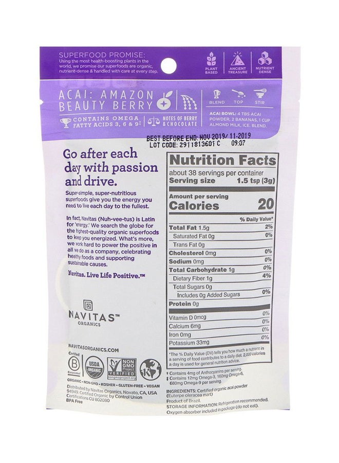 Navitas Naturals Freeze Dried Acai Powder 113grams - Image 2